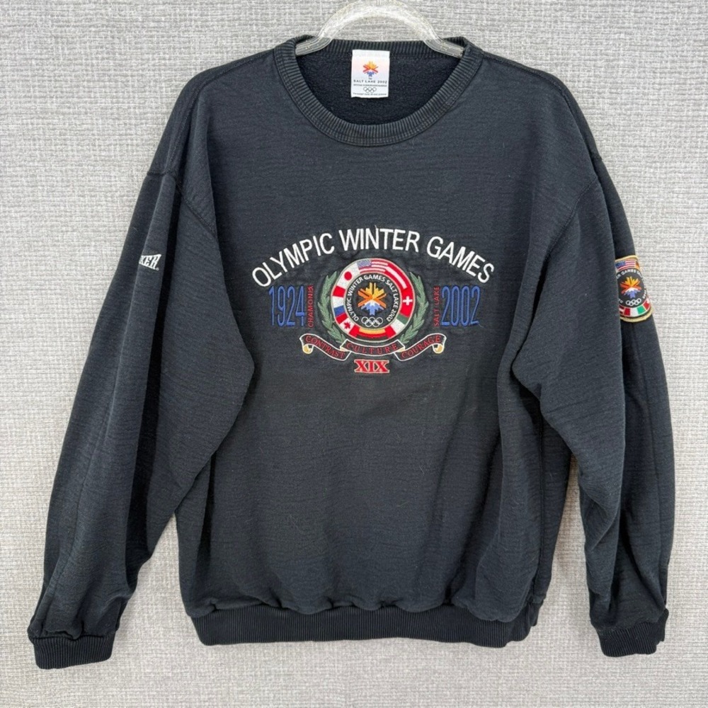 Vtg Marker Salt Lake 2002 Olympic Winter Games Sweatshirt Men L Black Gorpcore